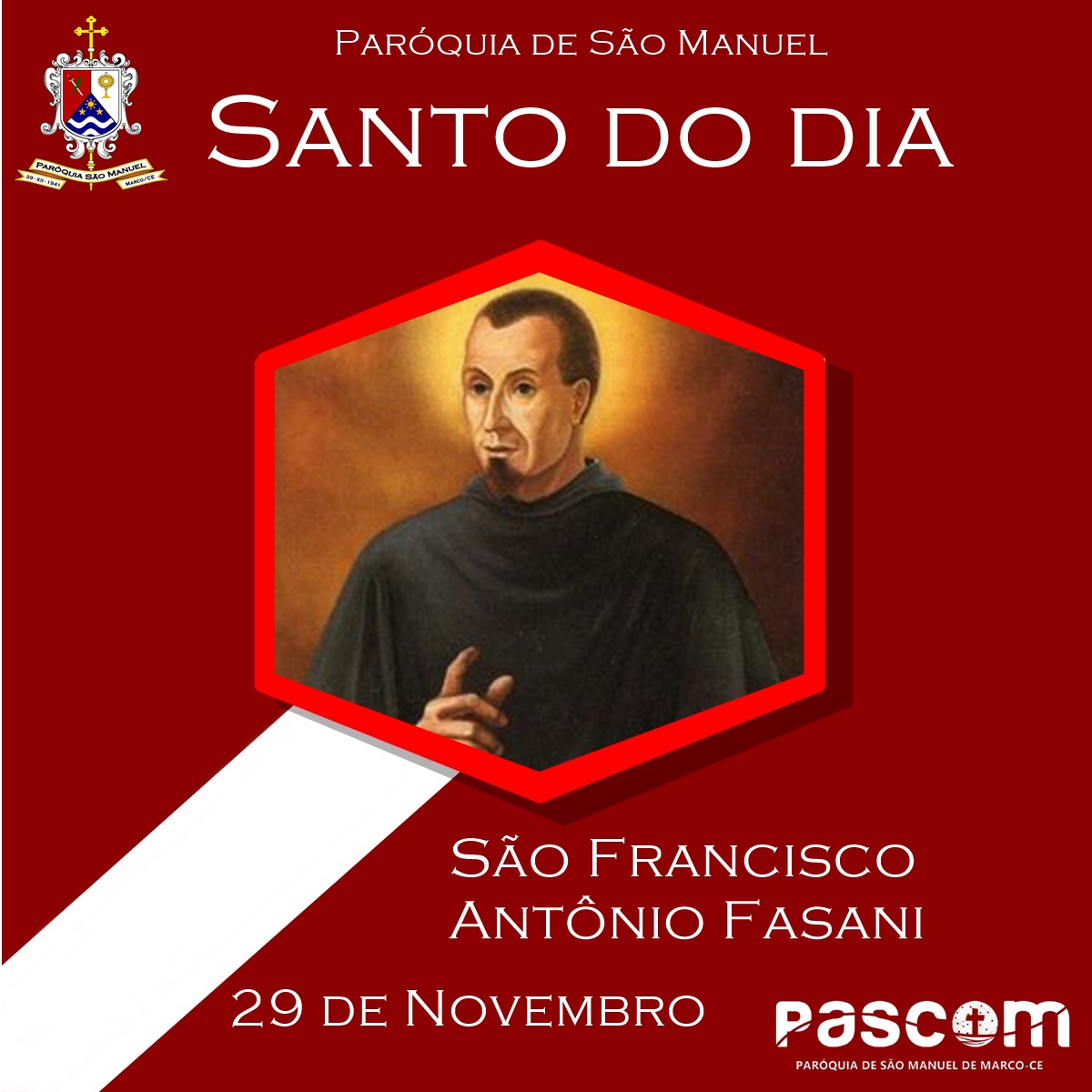 São Francisco Antônio Fasani. Créditos: Paróquia de São Manuel