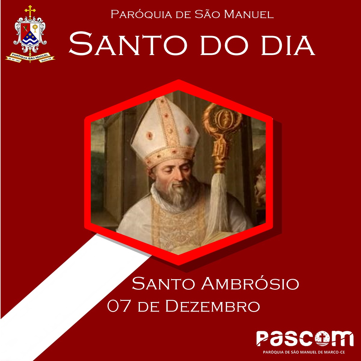 Santo Ambrósio. Créditos: Paróquia de São Manuel