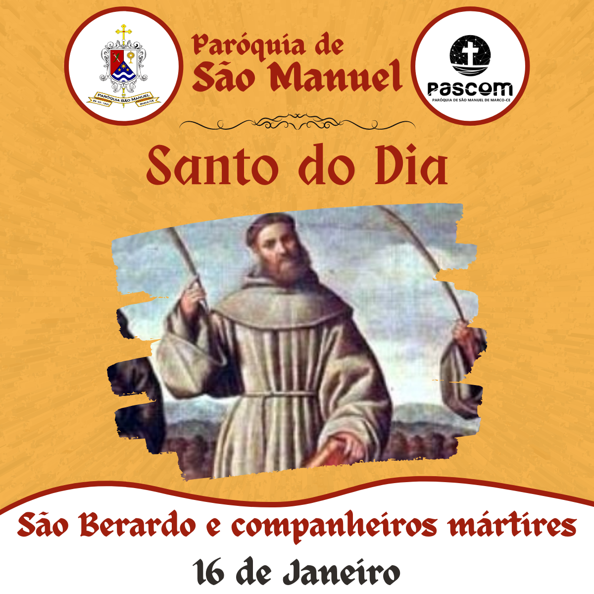 São Berardo e companheiros mártires. Créditos: Paróquia de São Manuel