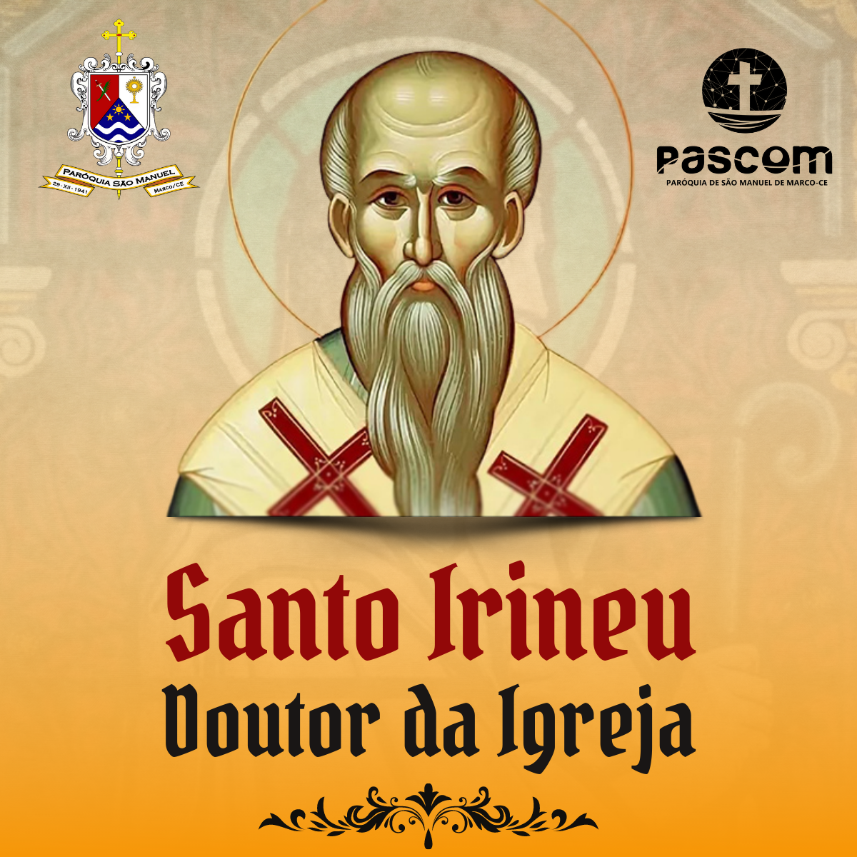 Santo Irineu, Doutor da Igreja. Créditos: Paróquia de São Manuel