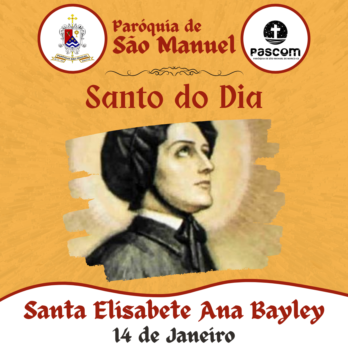 Santa Elisabete Ana Bayley Seton. Créditos: Paróquia de São Manuel