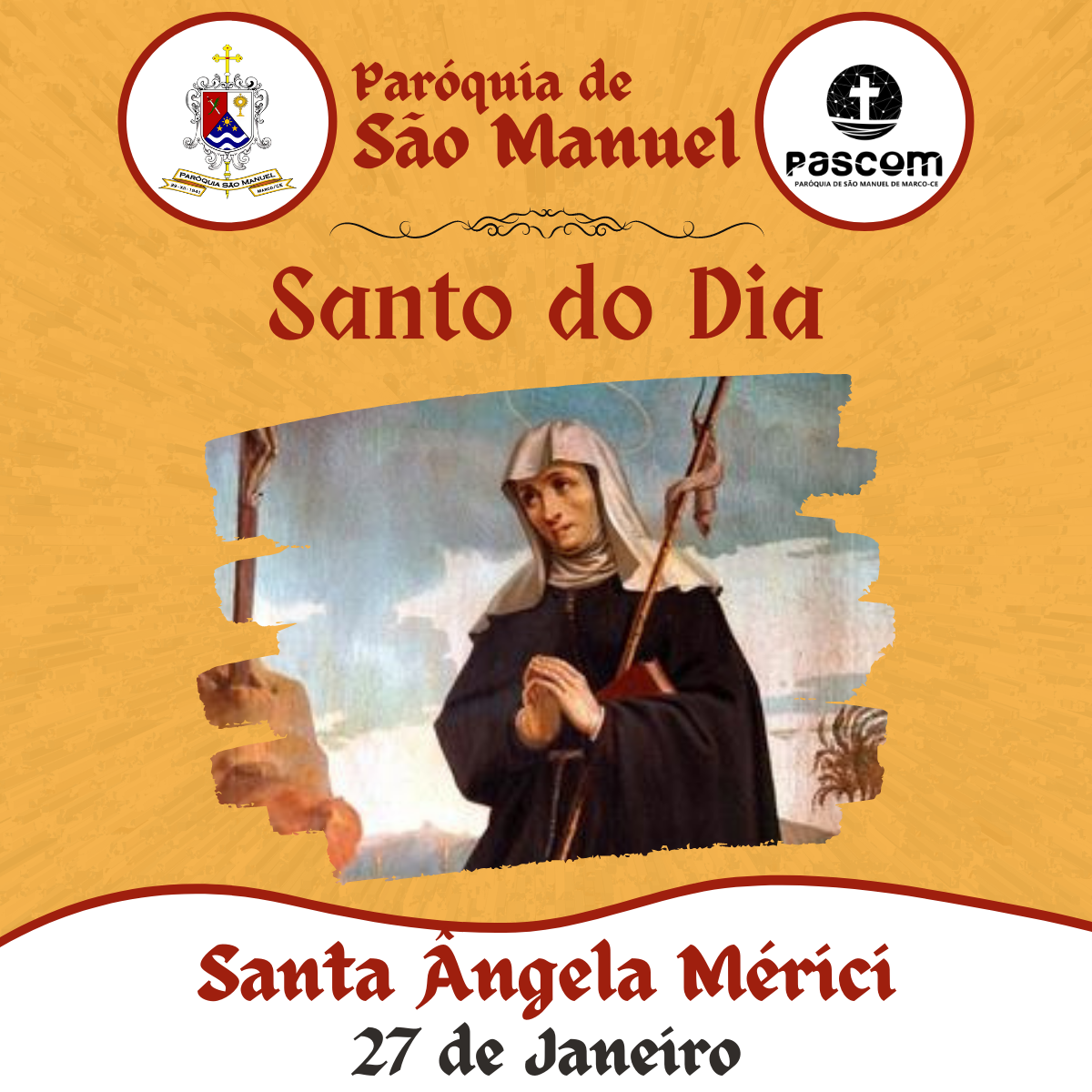 Santa Ângela Mérici. Créditos: Paróquia de São Manuel