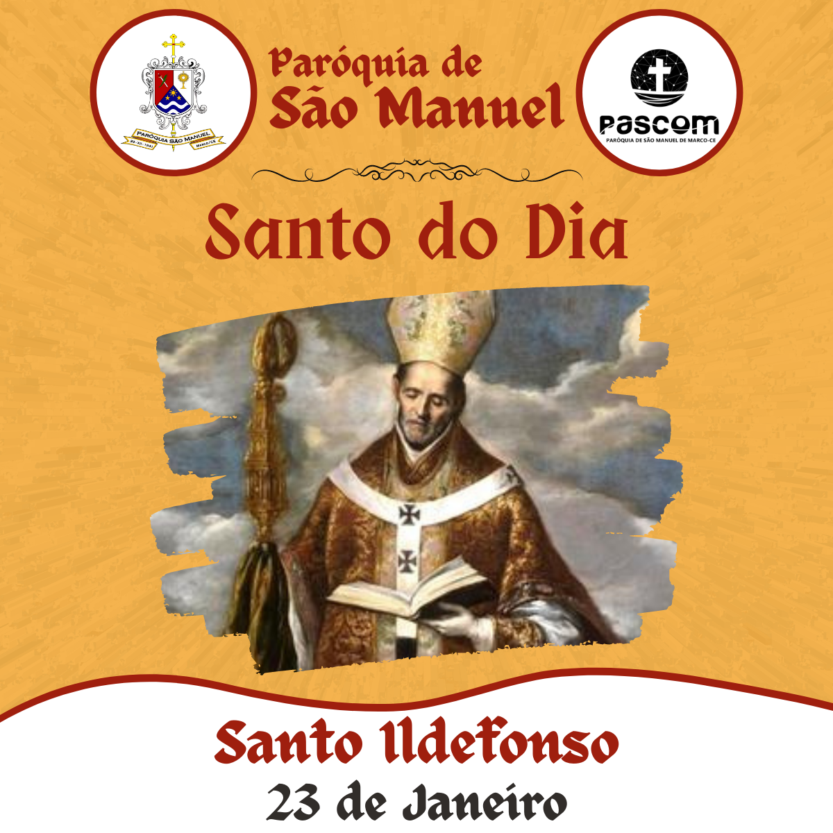 Santo Ildefonso. Créditos: Paróquia de São Manuel