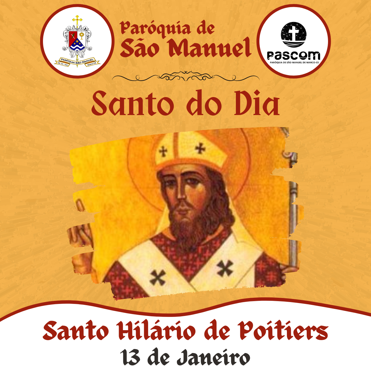 Santo Hilário de Poitiers. Créditos: Paróquia de São Manuel