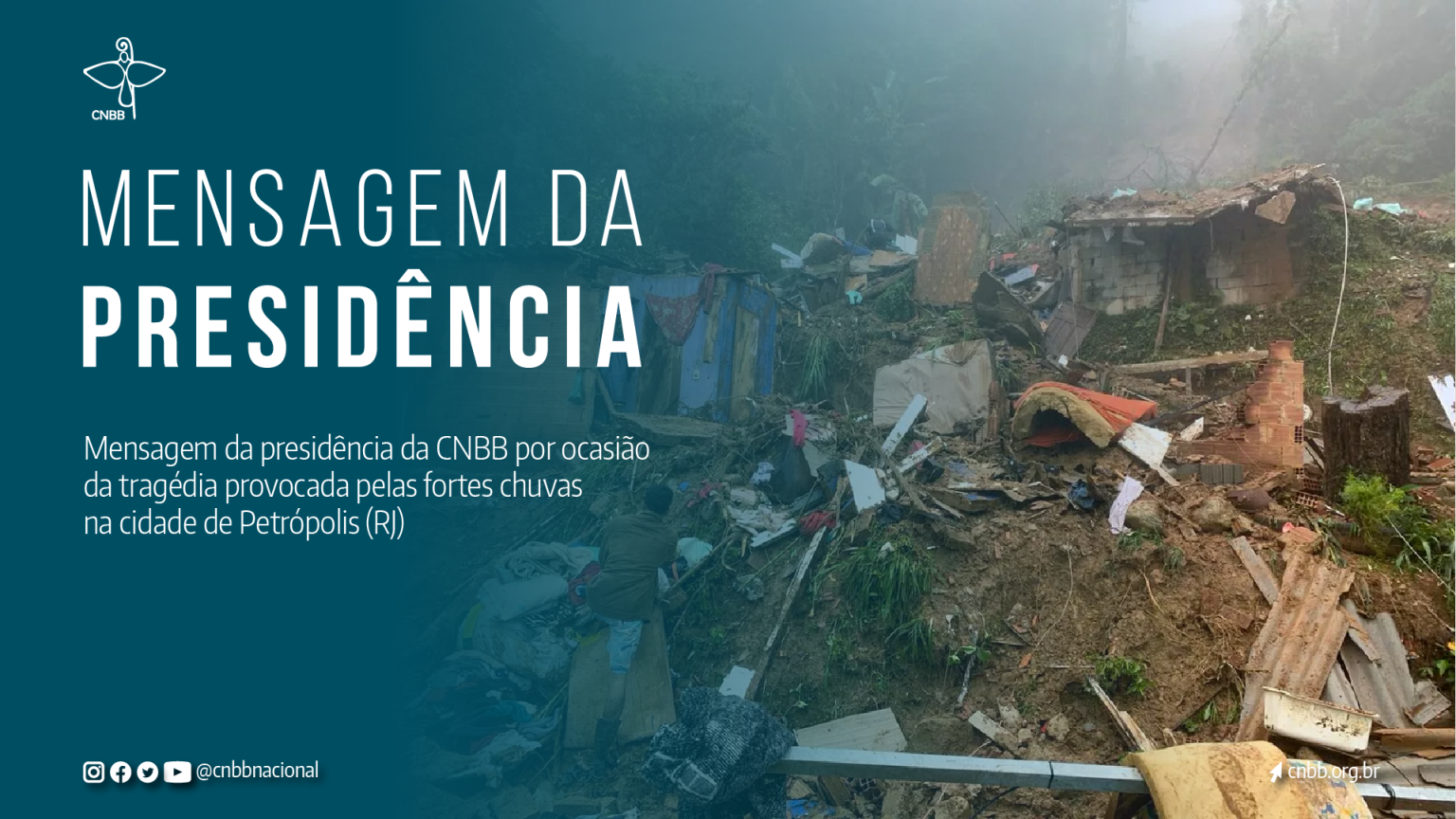 Mensagem da CNBB sobre a catástrofe em Petrópolis. Créditos: CNBB