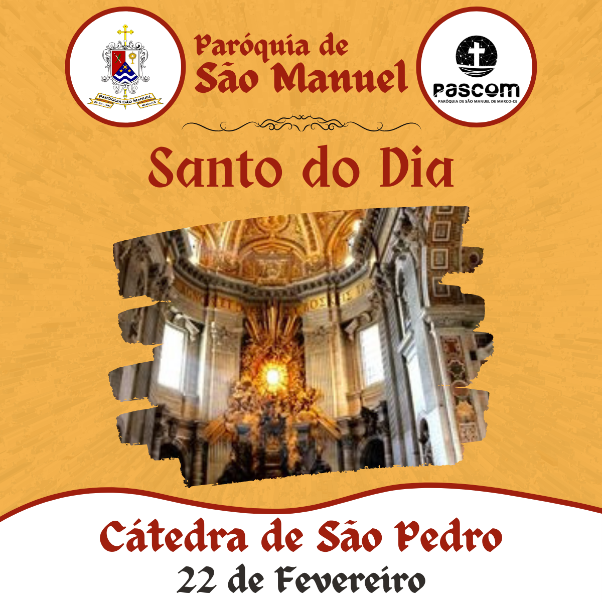 Cátedra de São Pedro. Créditos: Paróquia de São Manuel