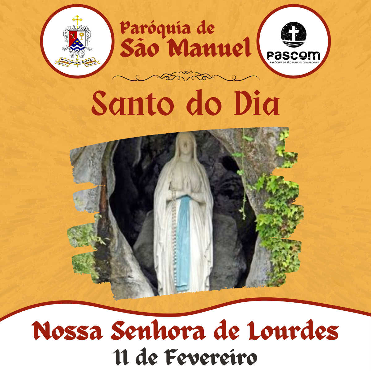 Nossa Senhora de Lourdes. Créditos: Paróquia de São Manuel