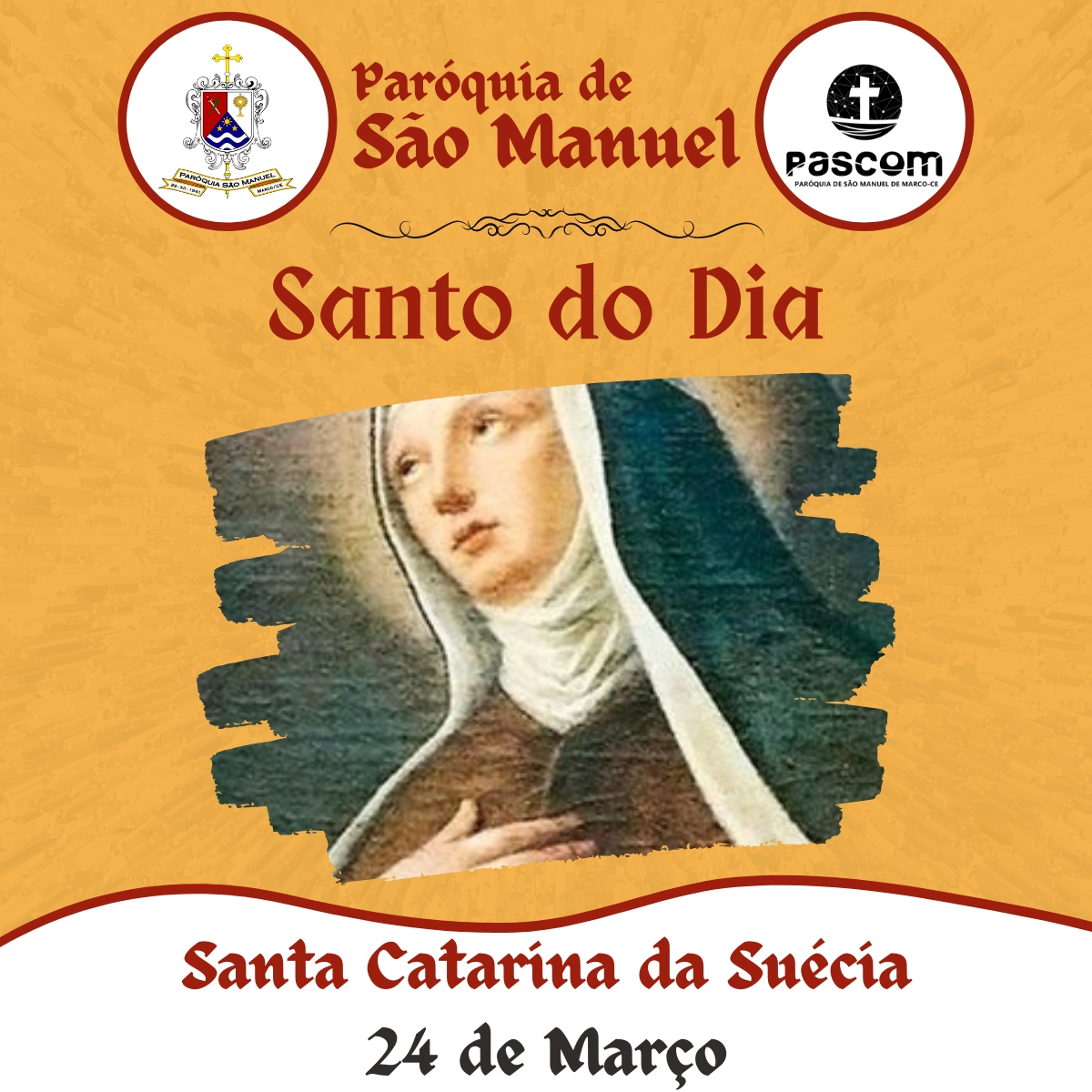 Santa Catarina da Suécia. Créditos: Paróquia de São Manuel