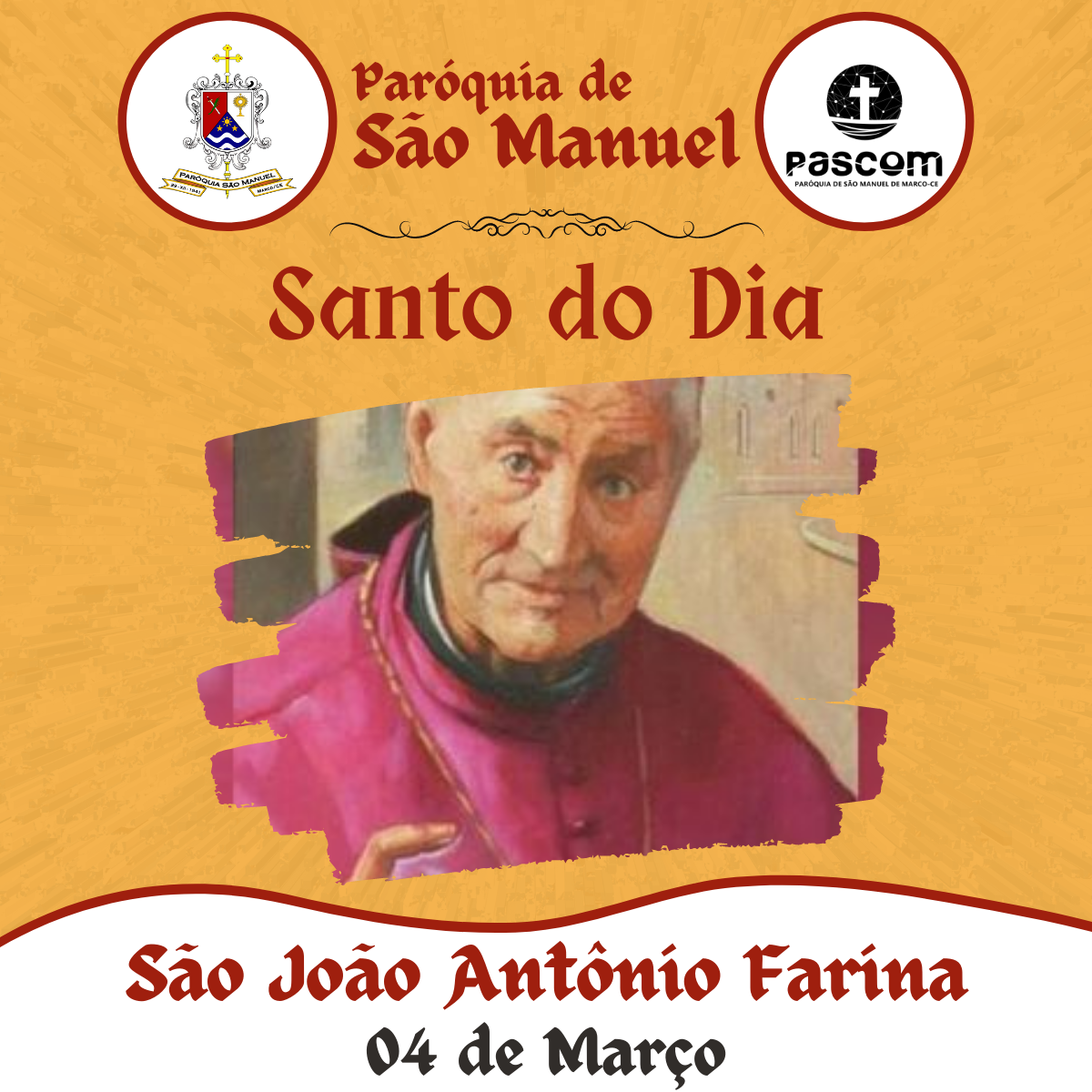 São João Antônio Farina. Créditos: Paróquia de São Manuel