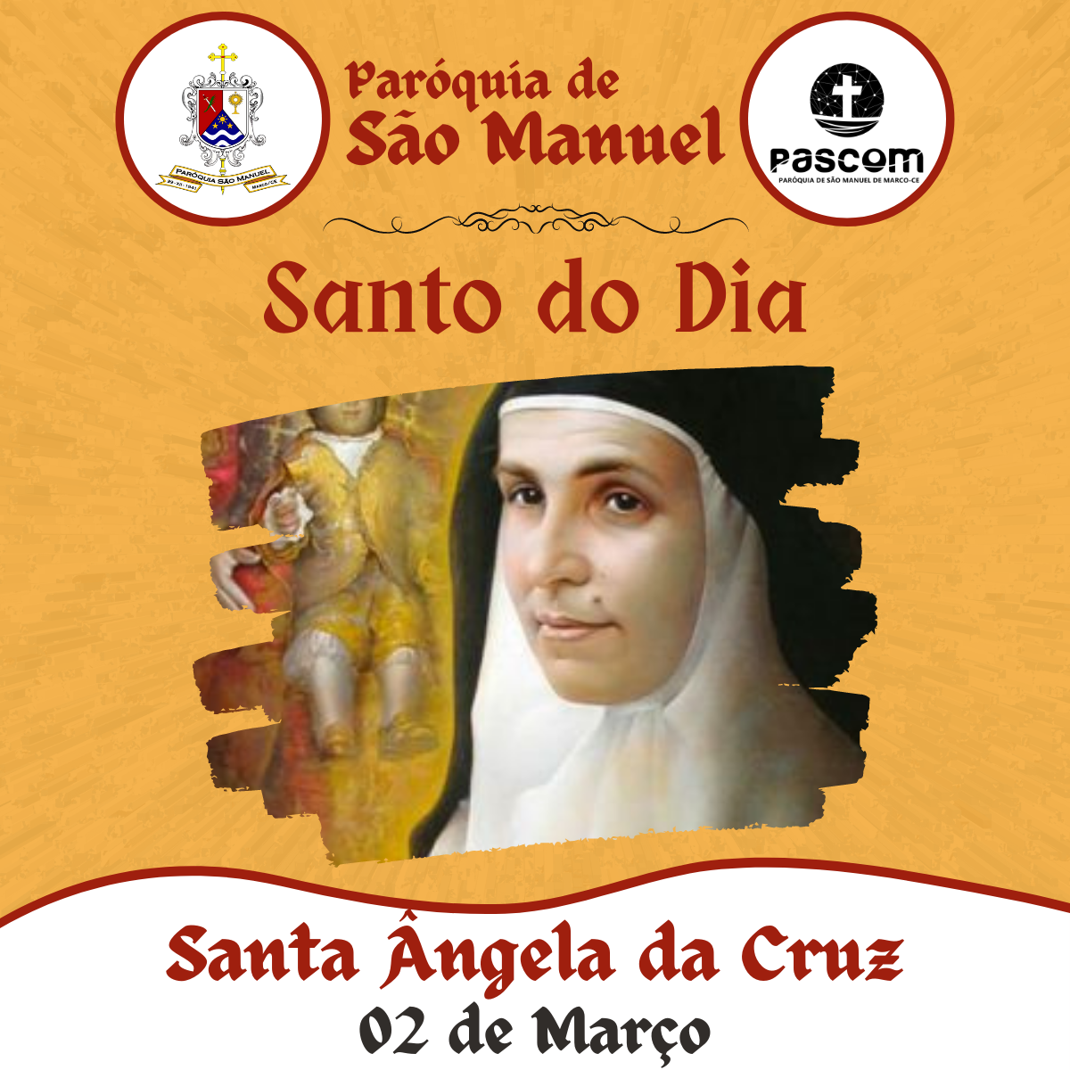 Santa Ângela da Cruz. Créditos: Paróquia de São Manuel