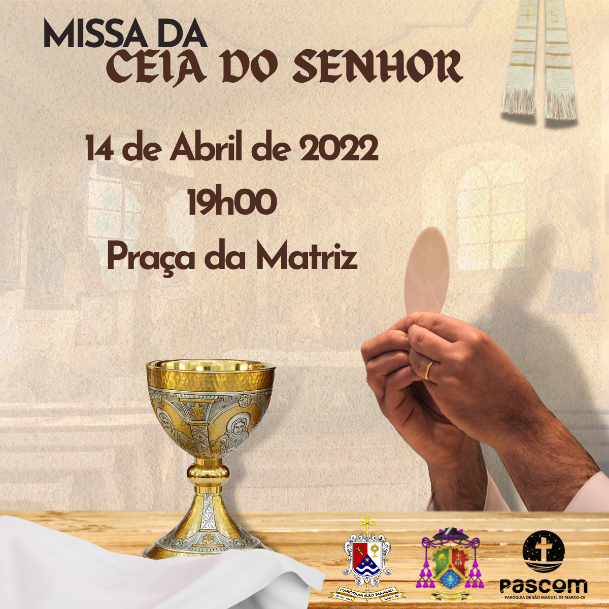 Missa da Ceia do Senhor. Créditos: PASCOM Paróquia São Manuel