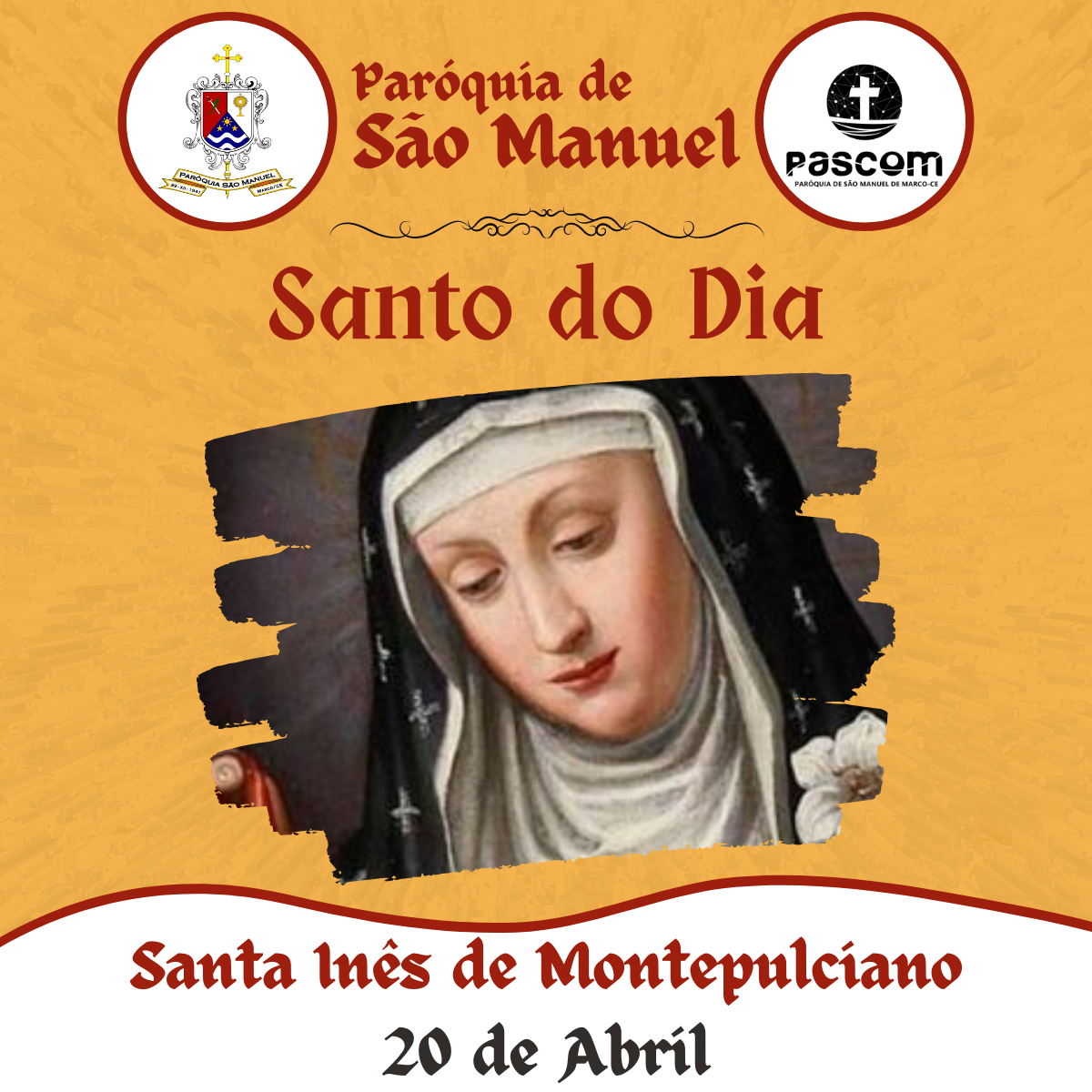 Santa Inês de Montepulciano. Créditos: Paróquia de São Manuel