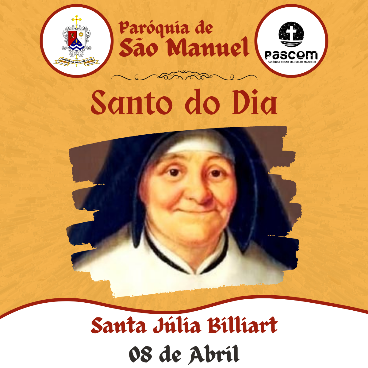 Santa Júlia Billiart. Créditos: Paróquia de São Manuel