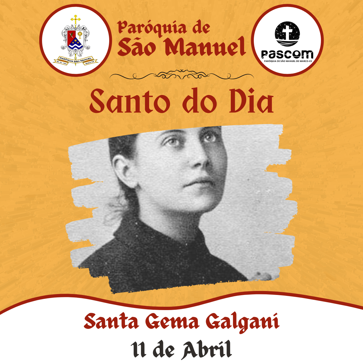 Santa Gema Galgani. Créditos: Paróquia de São Manuel