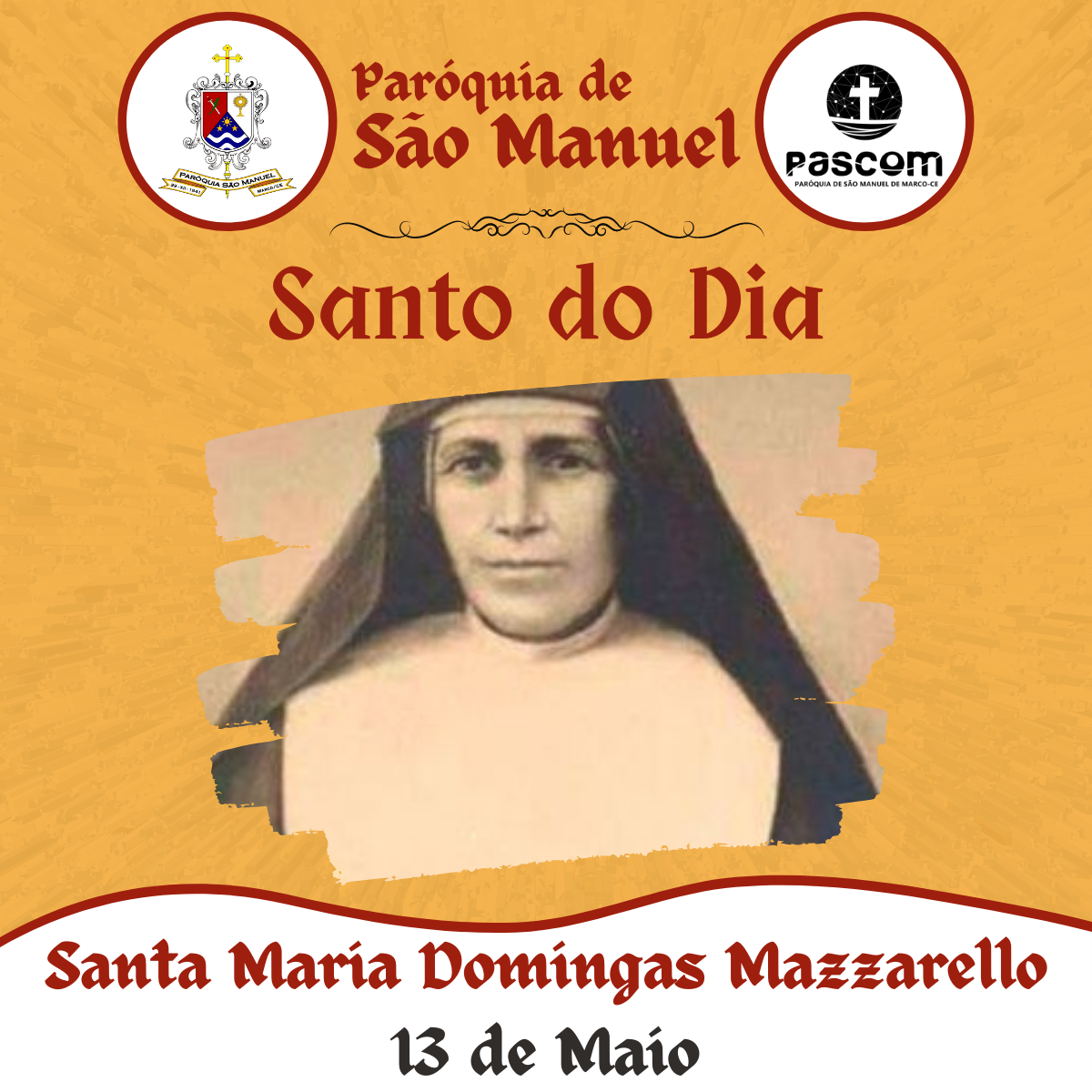 Santa Maria Domingas Mazzarello. Créditos: Paróquia de São Manuel