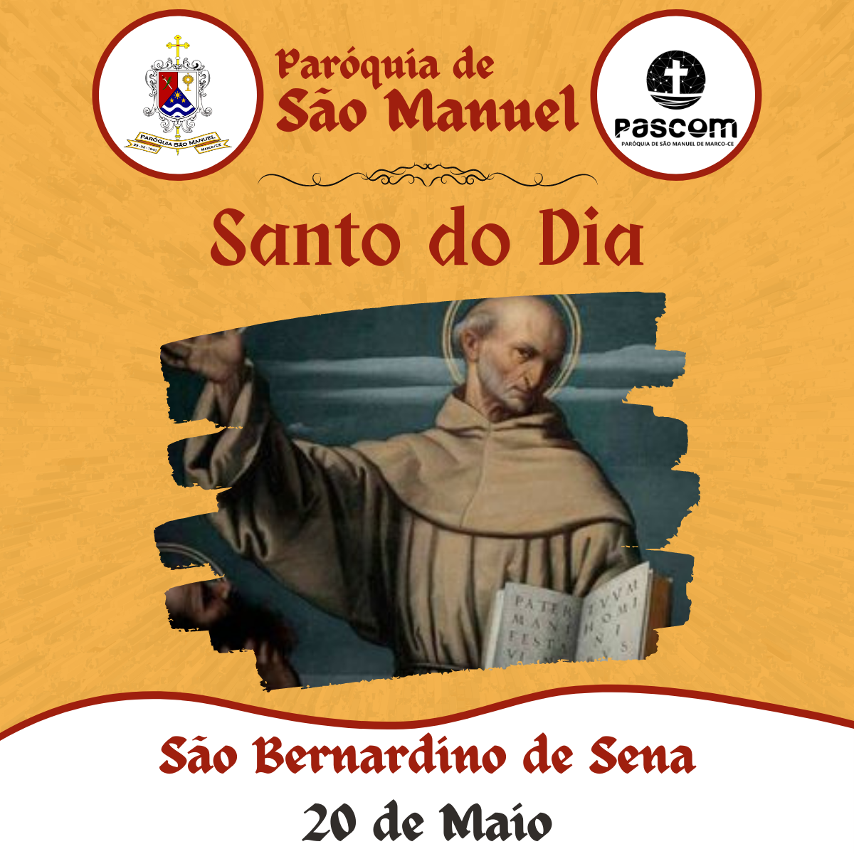 São Bernardino de Sena. Créditos: Paróquia de São Manuel