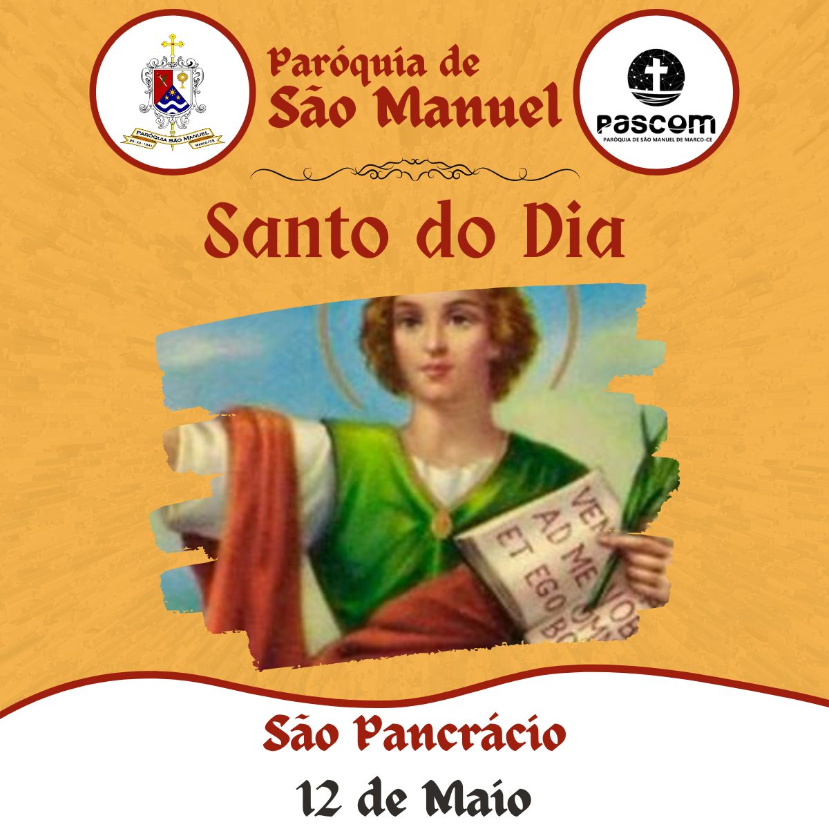 São Pancrácio. Créditos: Paróquia de São Manuel