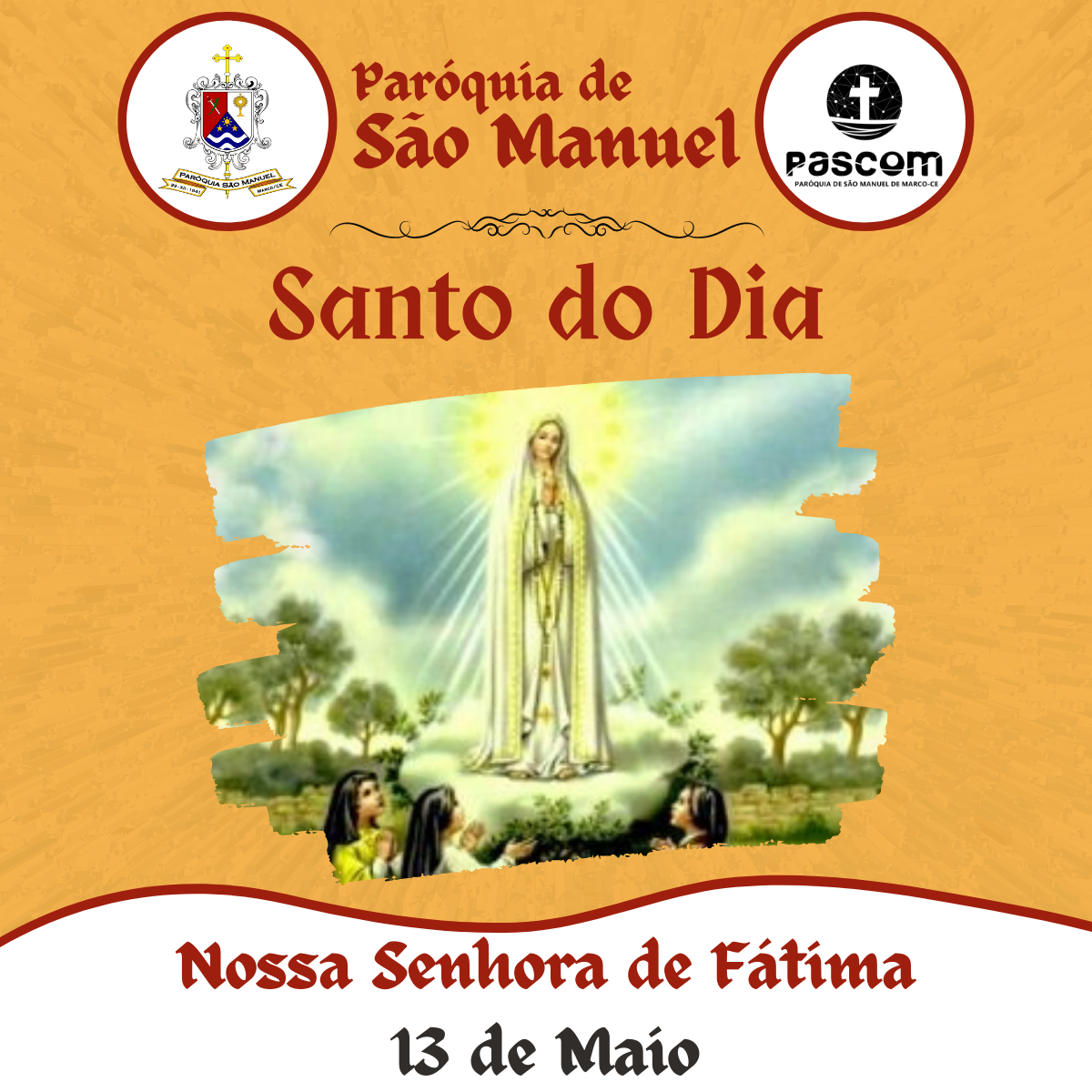 Nossa Senhora de Fátima. Créditos: Paróquia de São Manuel