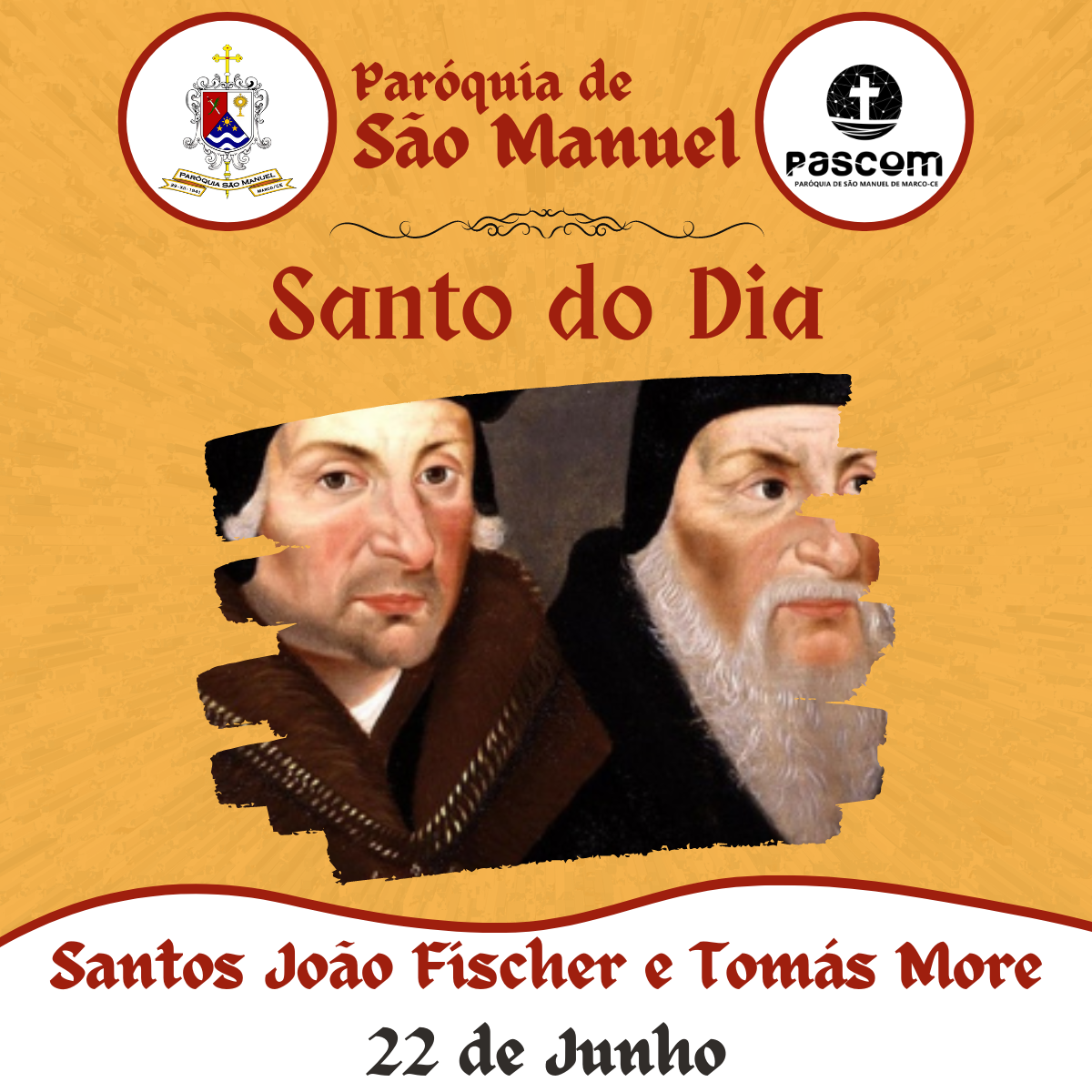 Santos João Fischer e Tomás More. Créditos: Paróquia de São Manuel