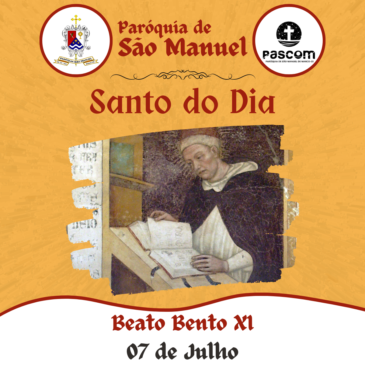 Beato Bento XI. Créditos: Paróquia de São Manuel