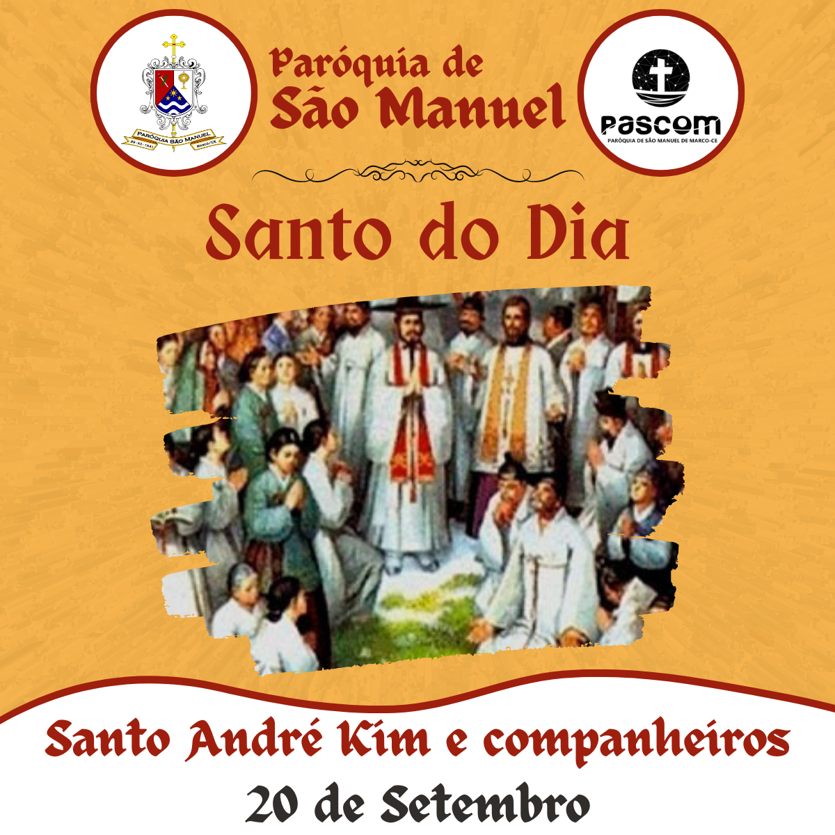 Santo André Kim e companheiros. Créditos: Paróquia de São Manuel