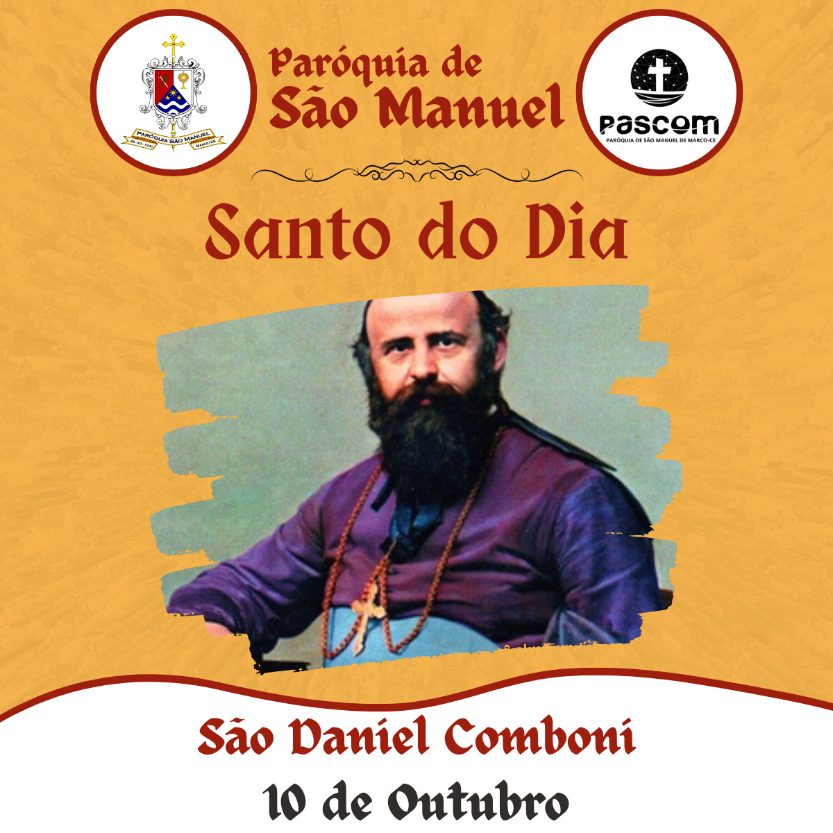 São Daniel Comboni. Créditos: Paróquia de São Manuel