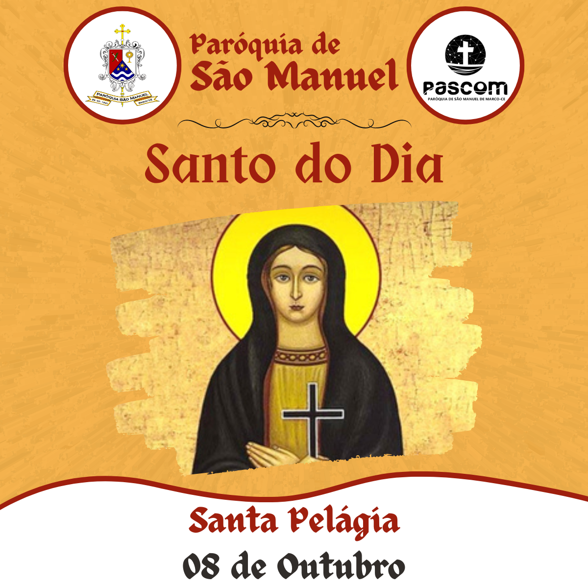 Santa Pelágia. Créditos: Paróquia de São Manuel