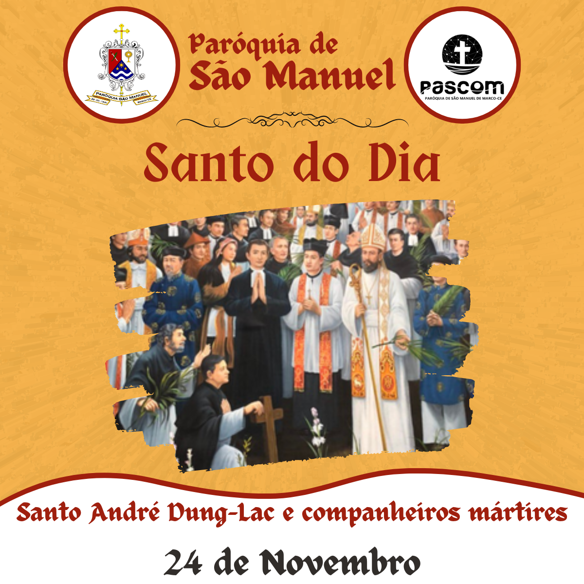 Santo André Dung-Lac e companheiros mártires. Créditos: Paróquia de São Manuel