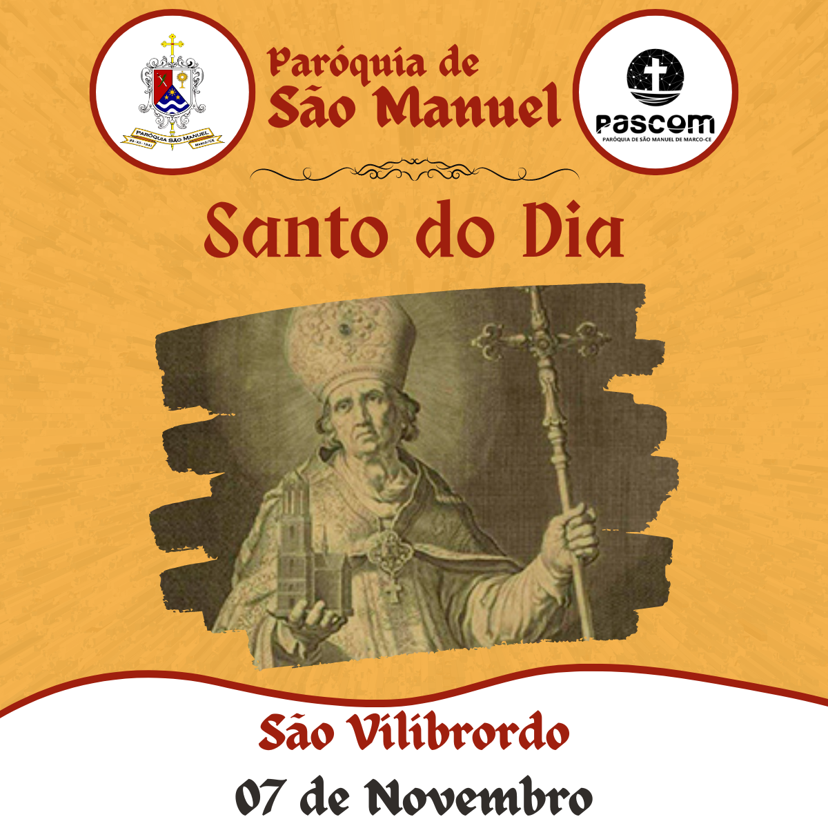 São Vilibrordo. Créditos: Paróquia de São Manuel