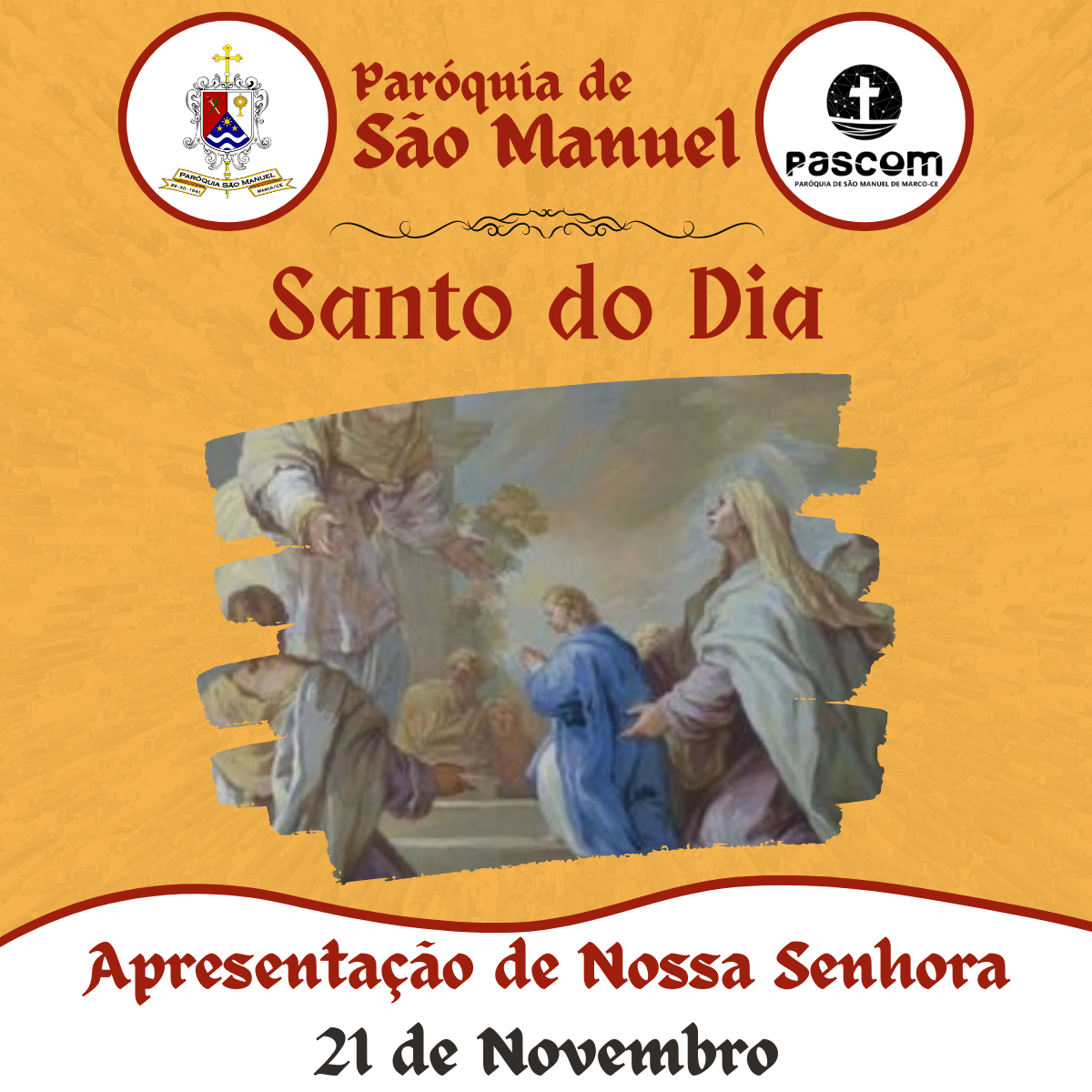 Apresentação de Nossa Senhora no Templo. Créditos: Paróquia de São Manuel