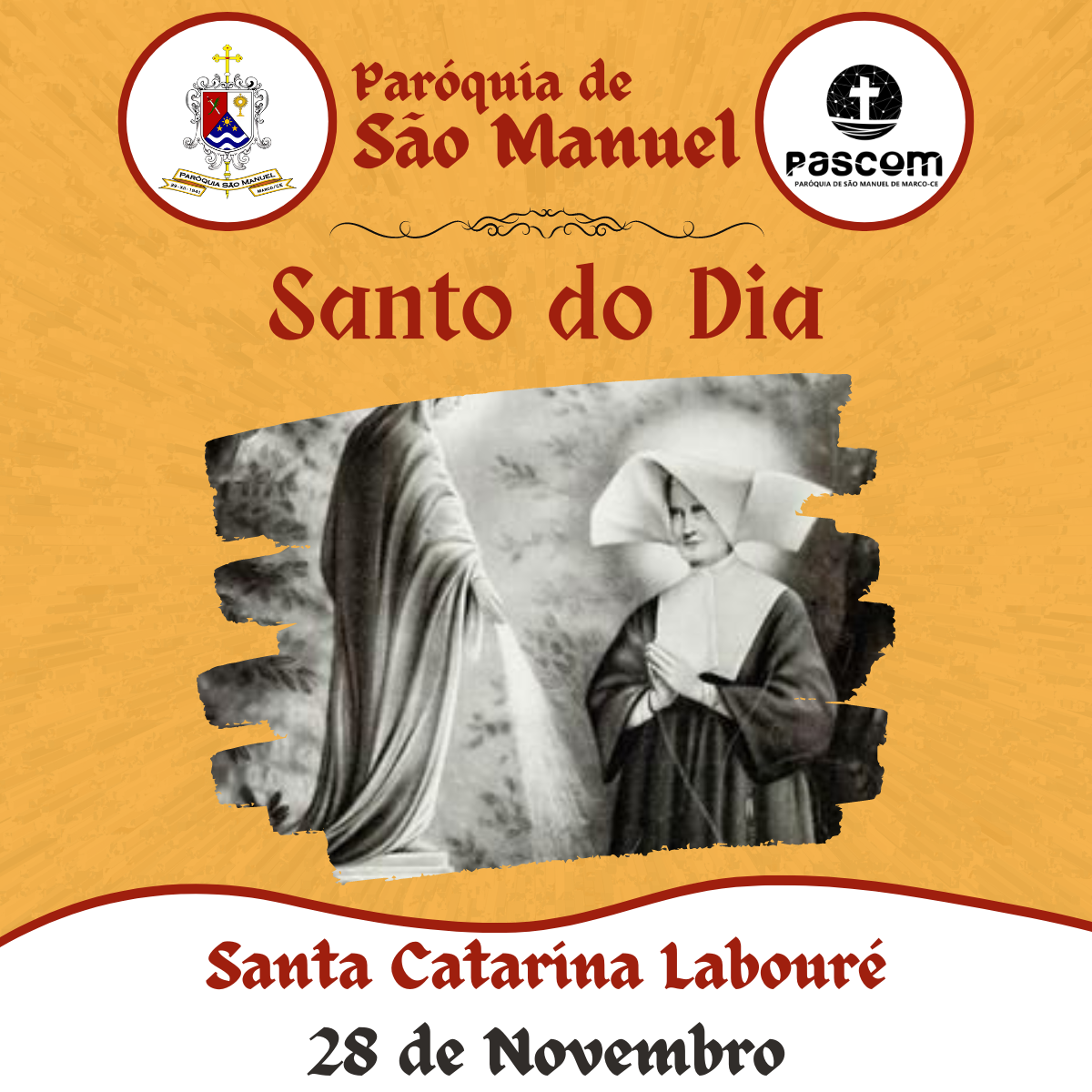 Santa Catarina Labouré. Créditos: Paróquia de São Manuel