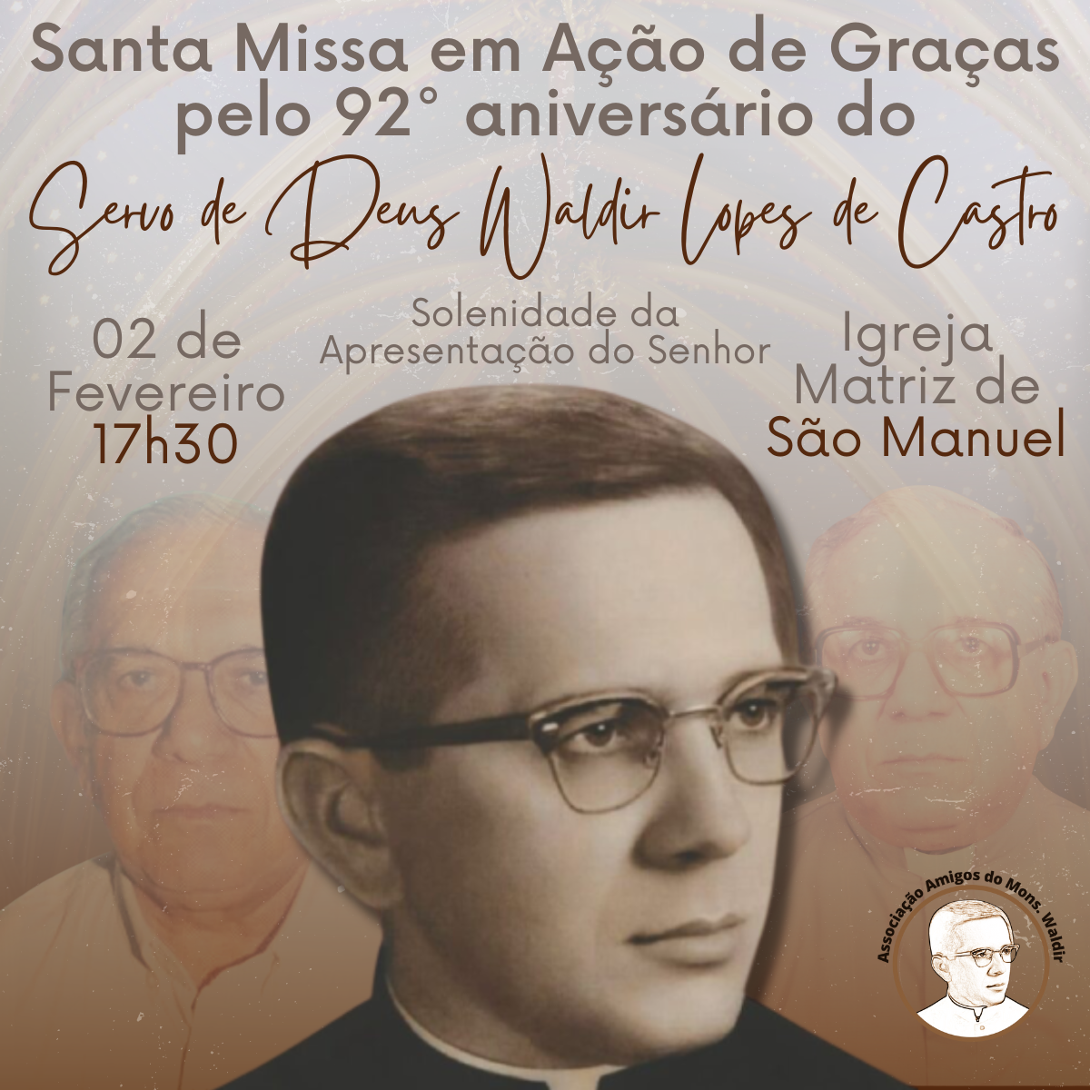 Santa Missa em Ação de Graças pelo aniversário natalício do Servo de Deus Waldir. Créditos: Paróquia de São Manuel