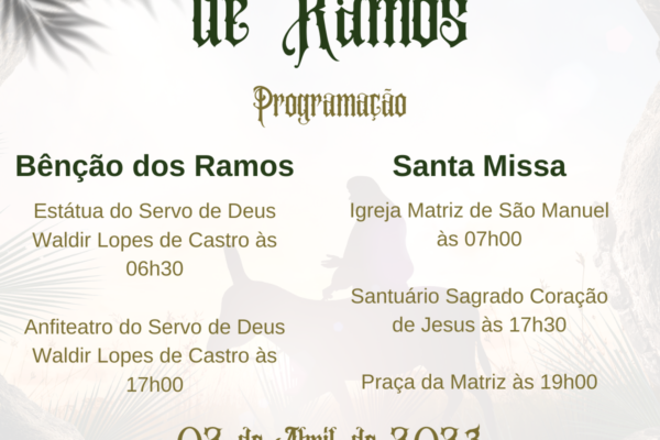 Programação Domingo de Ramos. Créditos: Paróquia de São Manuel