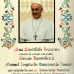 Bênção Apostólica destinada à Manuel Jorgito, agente da PASCOM.