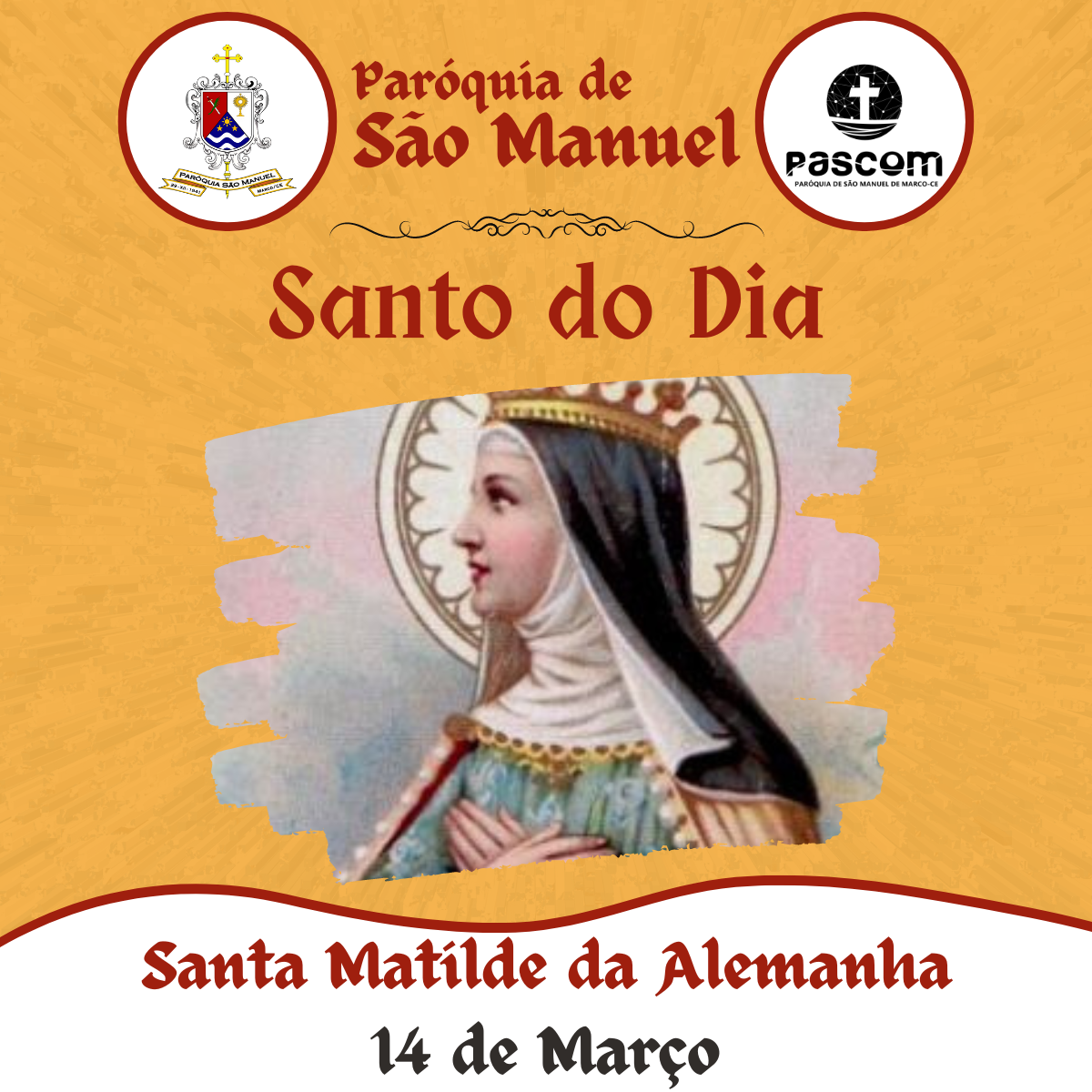 Santa Matilde da Alemanha. Créditos: Paróquia de São Manuel