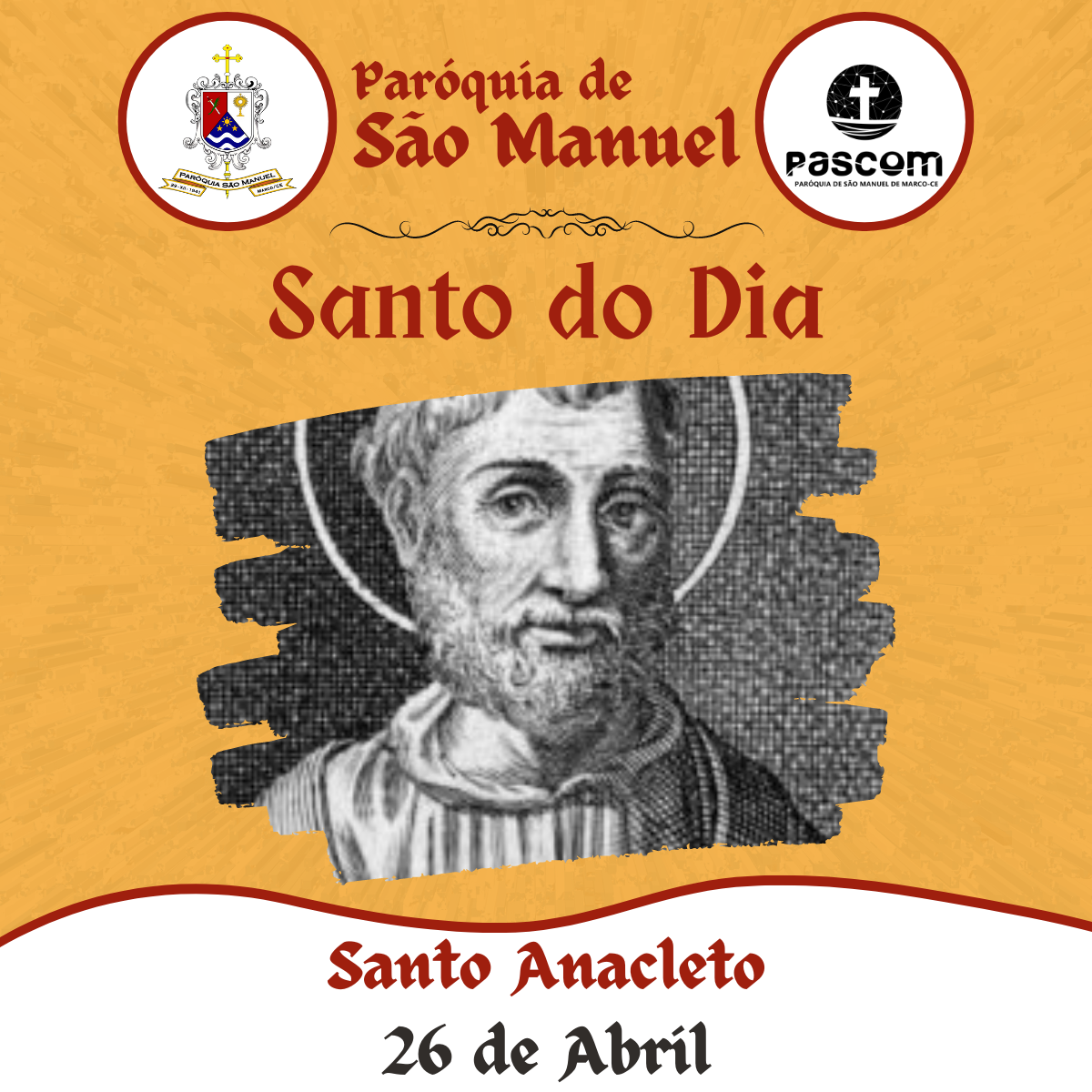 Santo Anacleto. Créditos: Paróquia de São Manuel