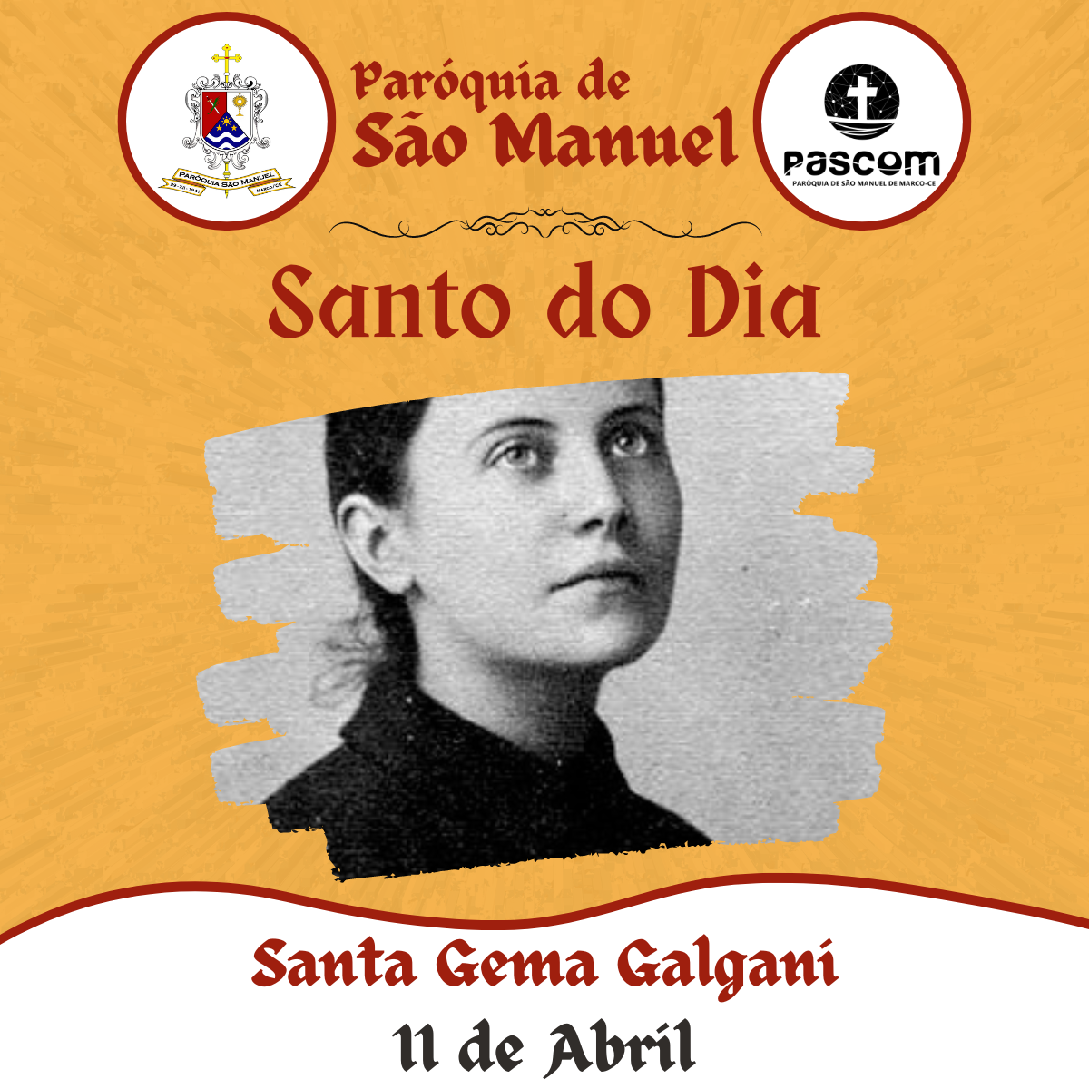 Santa Gema Galgani. Créditos: Paróquia de São Manuel