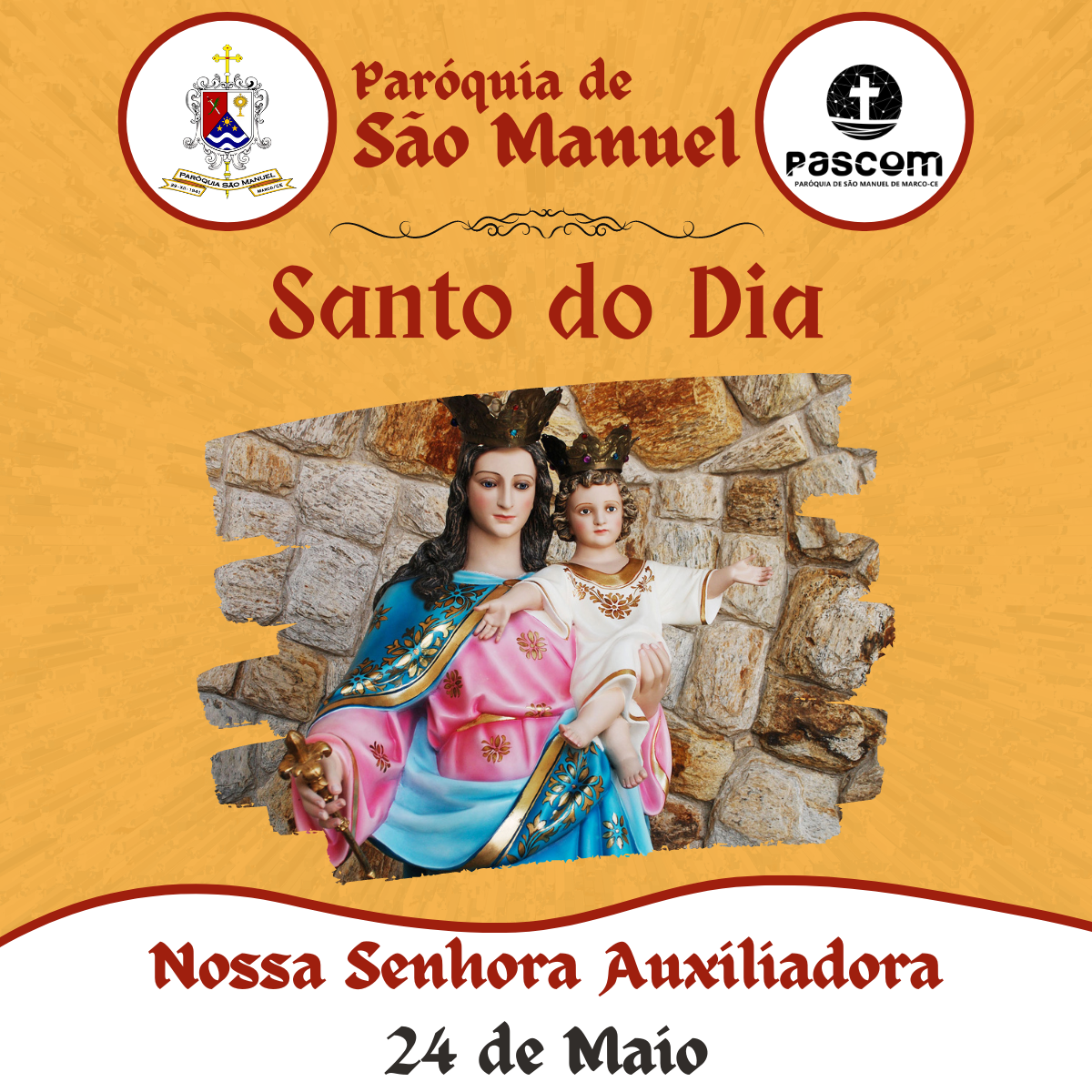 Nossa Senhora Auxiliadora. Créditos: Paróquia de São Manuel