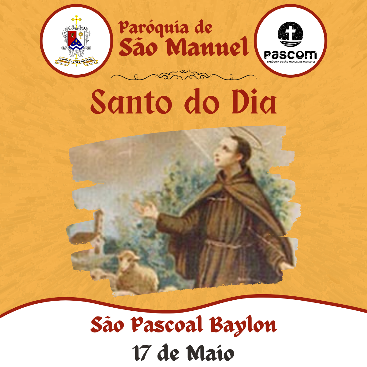 São Pascoal Baylon. Créditos: Paróquia de São Manuel