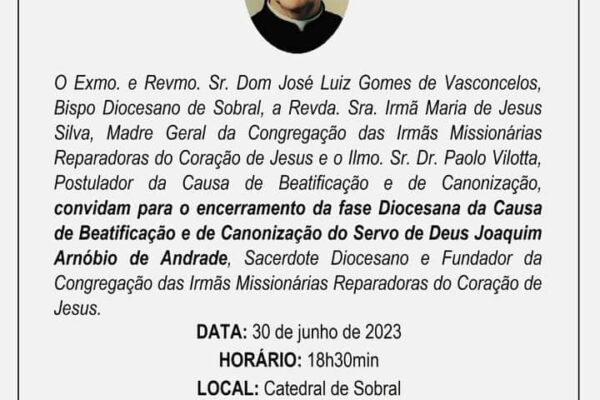 Convite para o encerramento da fase diocesana. Créditos: Diocese de Sobral