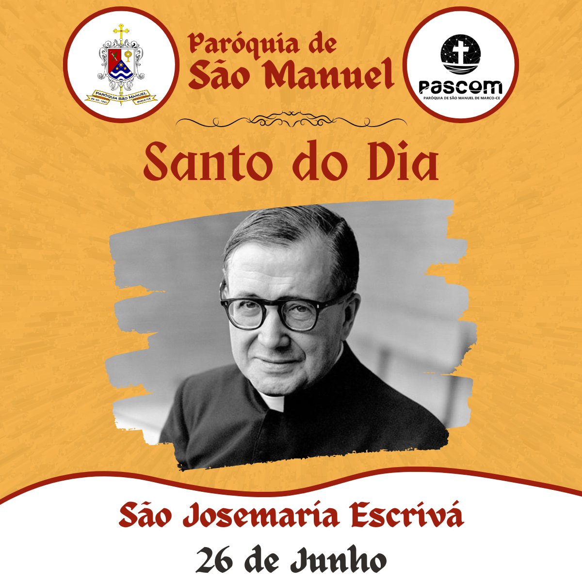 São Josemaría Escrivá. Créditos: Paróquia de São Manuel