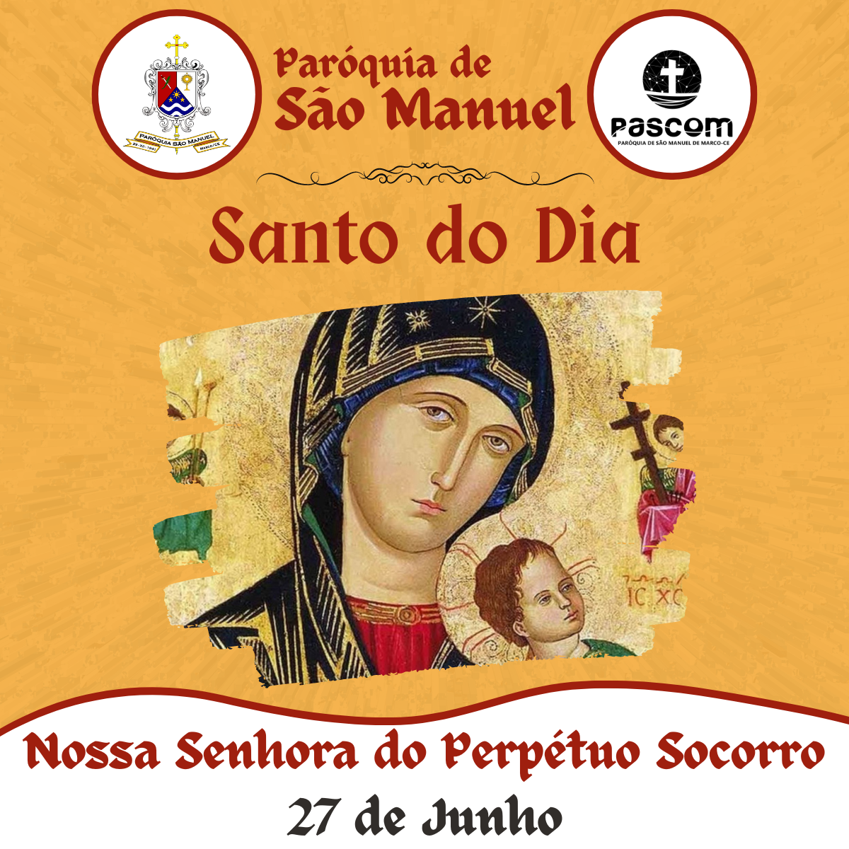 Nossa Senhora do Perpétuo Socorro. Créditos: Paróquia de São Manuel