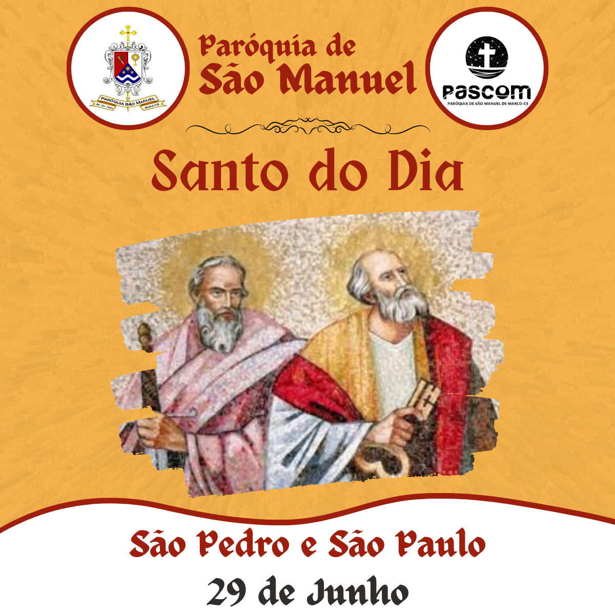 São Pedro e São Paulo. Créditos: Paróquia de São Manuel