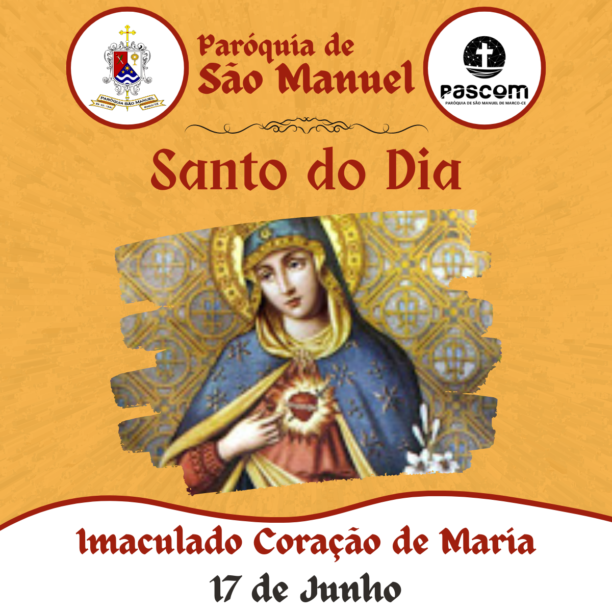 Imaculado Coração de Maria. Créditos: Paróquia de São Manuel