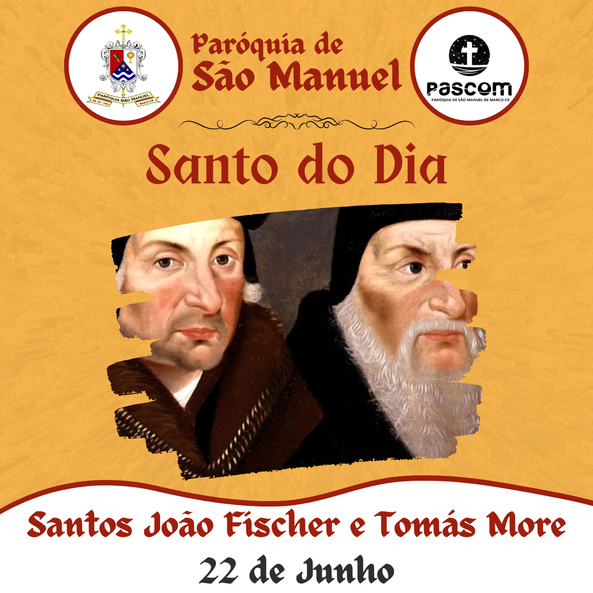 Santos João Fischer e Tomás More. Créditos: Paróquia de São Manuel