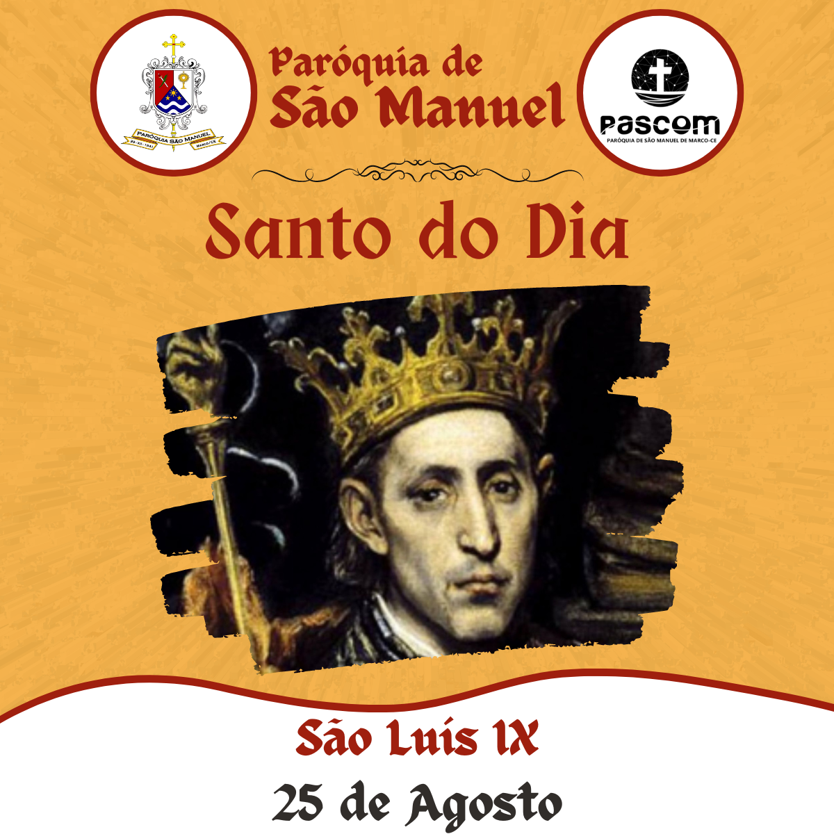 São Luís IX. Créditos: Paróquia de São Manuel