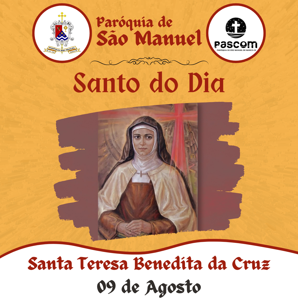 Santa Teresa Benedita da Cruz. Créditos: Paróquia de São Manuel