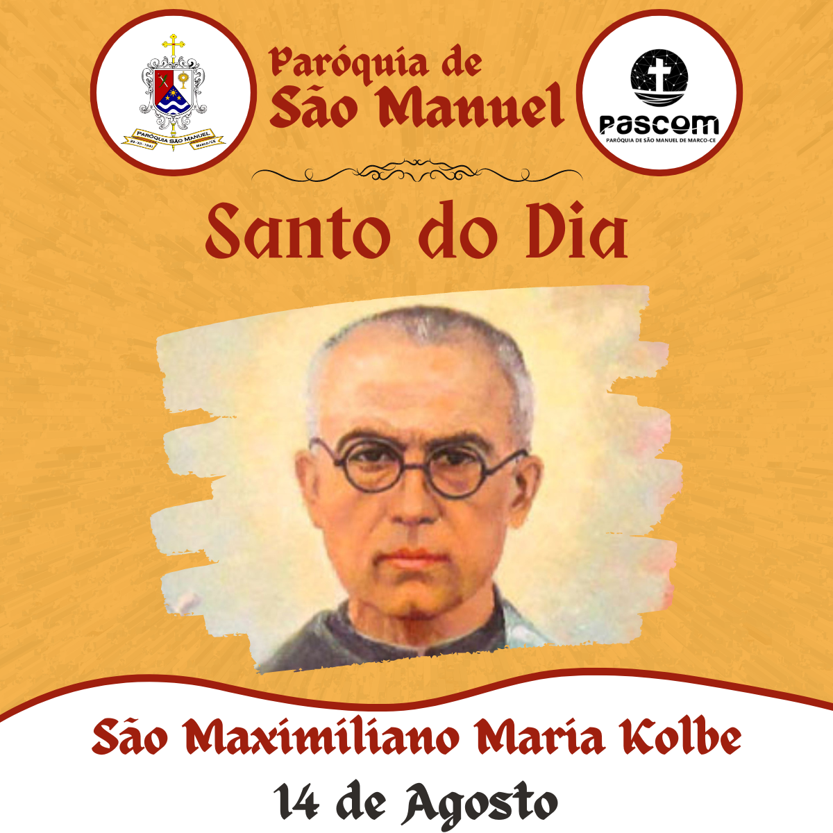 São Maximiliano Maria Kolbe. Créditos: Paróquia de São Manuel