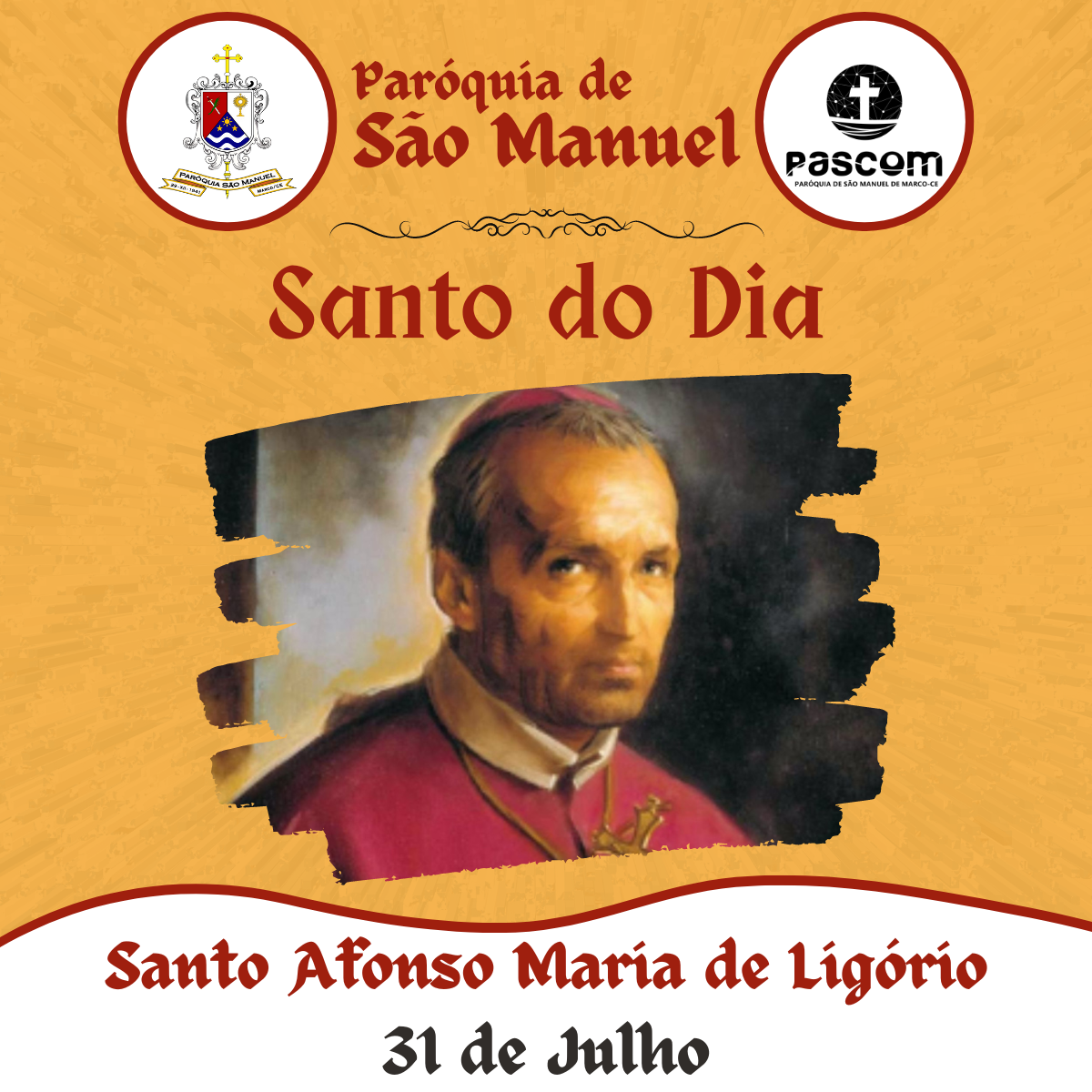 Afonso Maria de Ligório. Créditos: Paróquia de São Manuel