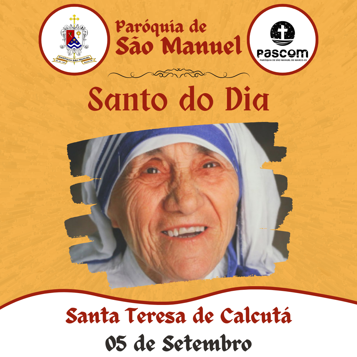 Santa Teresa de Calcutá. Créditos: Paróquia de São Manuel